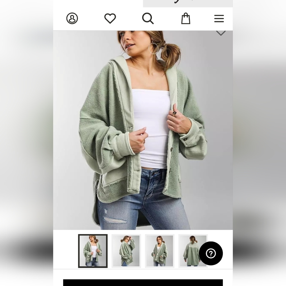 Free People Jordan Reveese Fleece Shacket Size Large - Picture 6 of 8